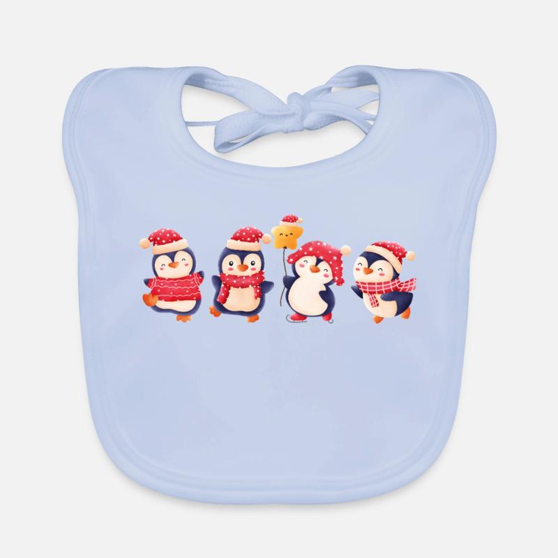 Funny pinguin Christmas Organic Baby Bibs