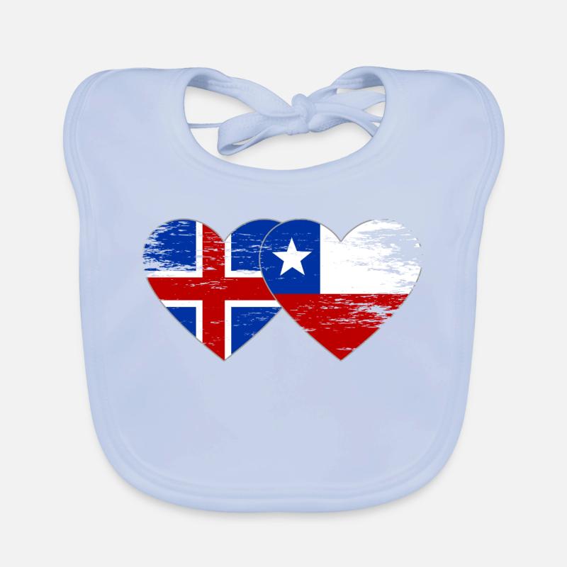 Islande Chili drapeau coeur utilisé Bavoir bio Bébé