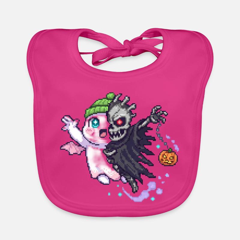 Kawaii & Horror Split Design Pixel Art Baby Bio-Lätzchen