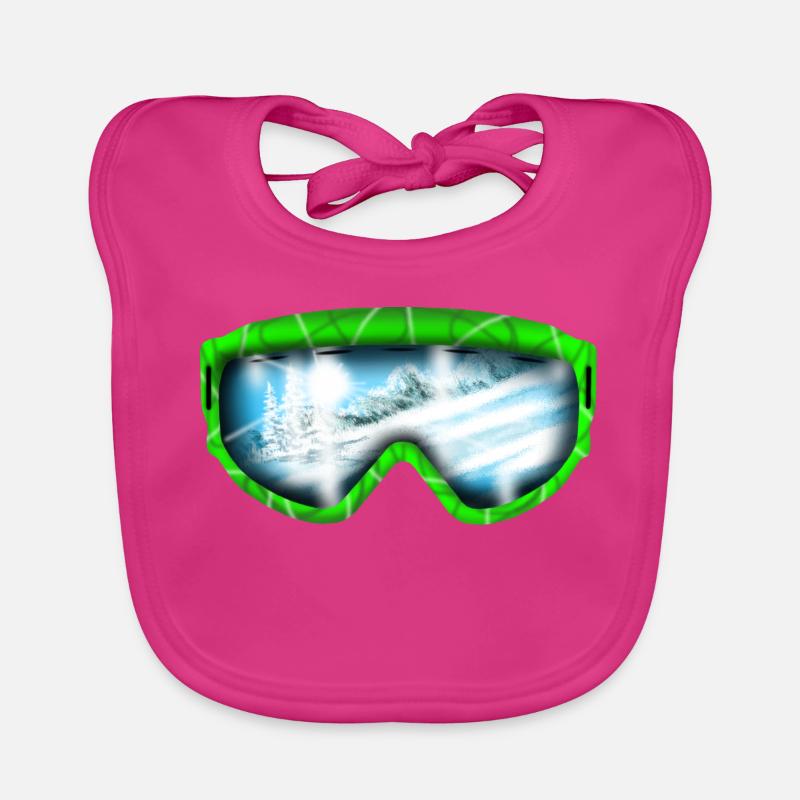 Glacier View Neon Goggle Design Organic Baby Bibs