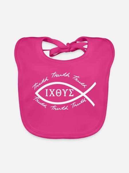 Jesus Fish - Baby Bio-Lätzchen - Fuchsia