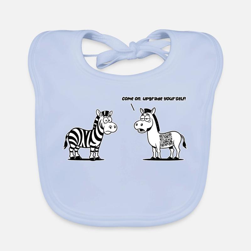 Zèbre drôle avec mise à niveau du code QR Bavoir bio Bébé