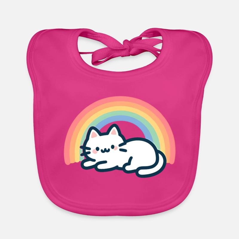 Chat Arc ciel Doux Bavoir bio Bébé
