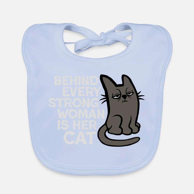 Cat Behind Every Strong Woman Annoyed Grumpy Organic Baby Bibs