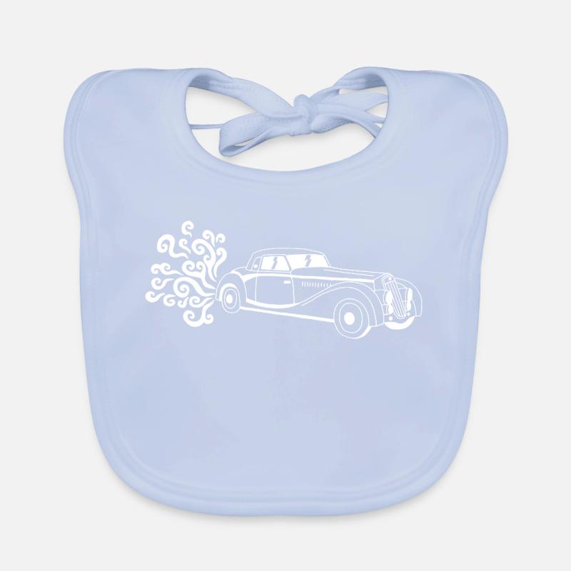Weißer Oldtimer Baby Bio-Lätzchen