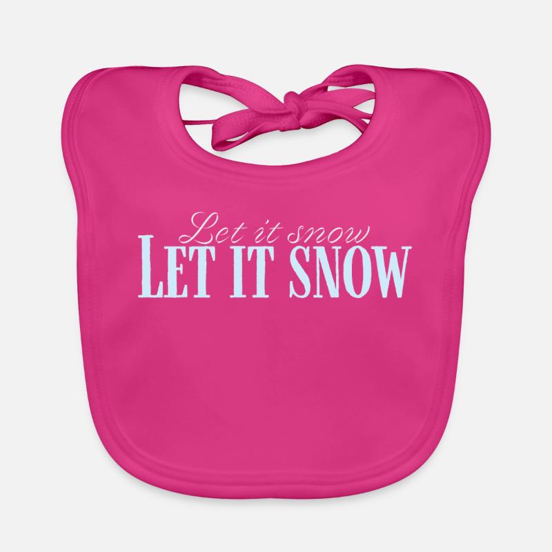 Let It Snow Script Bleu Glacé - Bavoir bio Bébé - fuchsia