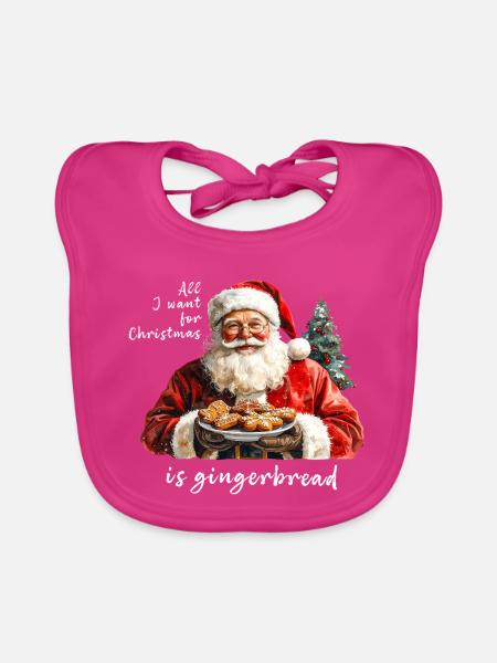 Der Weihnachtsmann mit Lebkuchen – ein weihnachtliches Motto - Baby Bio-Lätzchen - Fuchsia