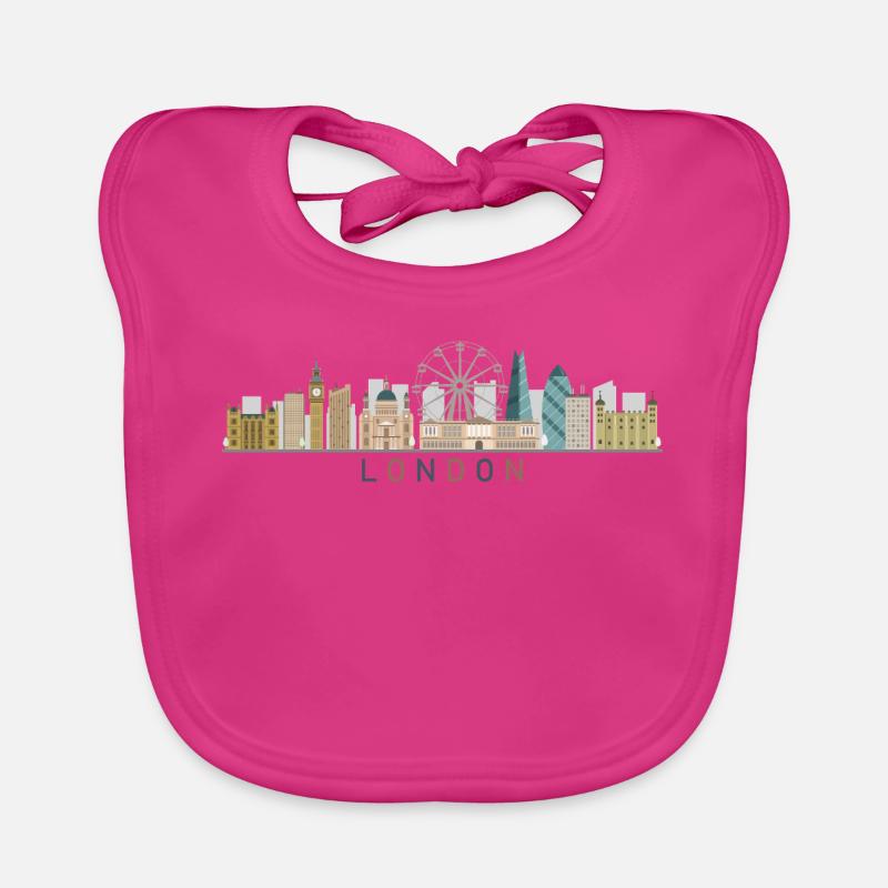 Skyline de Londres - Bavoir bio Bébé - fuchsia