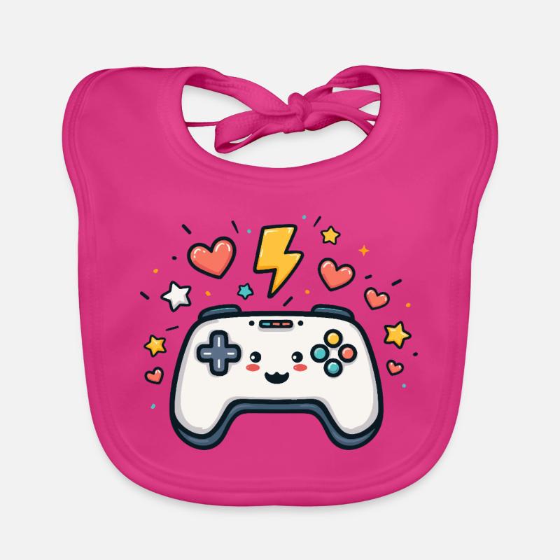 Kawaii Game Controller Sparkling Organic Baby Bibs