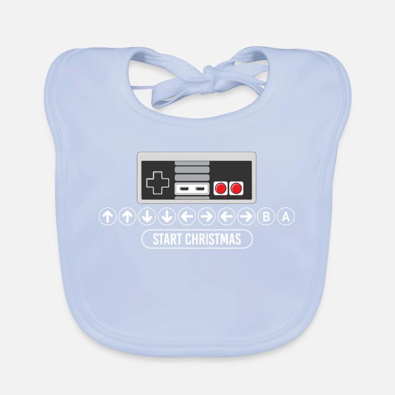Cheat Code Start Christmas Gaming Gamer Video Game Organic Baby Bibs