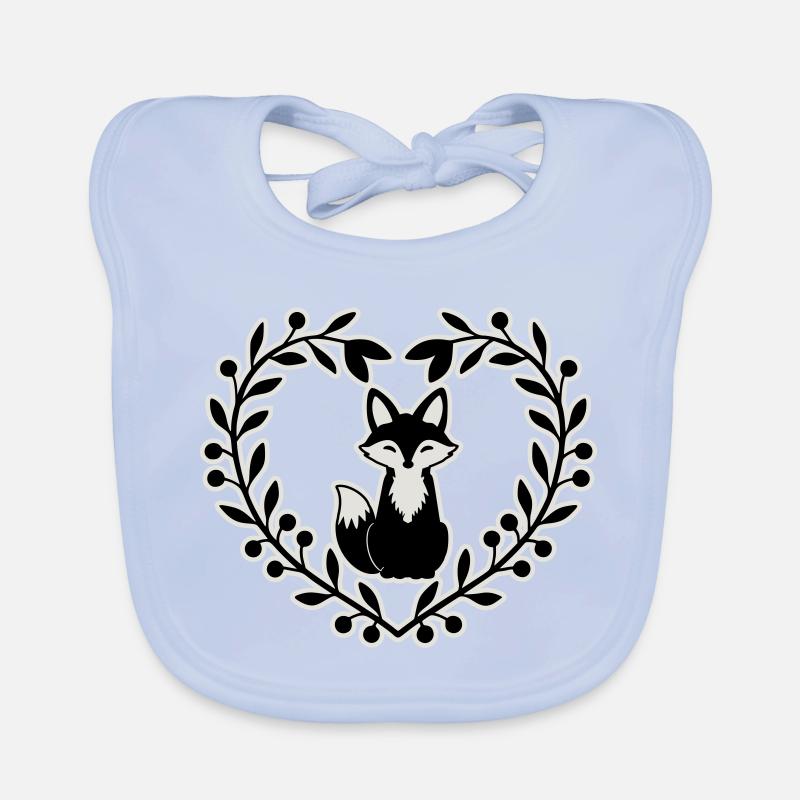 Renard mignon dans une couronne de feuilles - dessiné à la main Bavoir bio Bébé