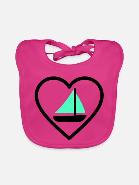 Cuore Vela – Passione Navigazione - Organic Baby Bibs - fuchsia - Front