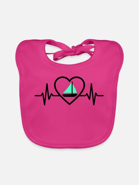 Heart Sailing – Passion Boat - Organic Baby Bibs - fuchsia - Front