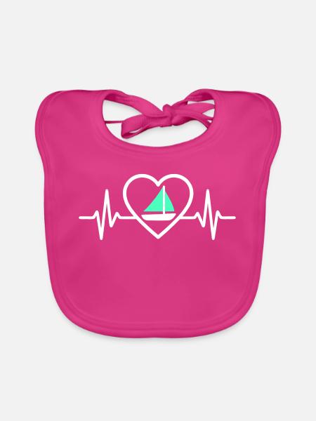 Cœur Voile – Passion Bateau - Organic Baby Bibs - fuchsia - Front