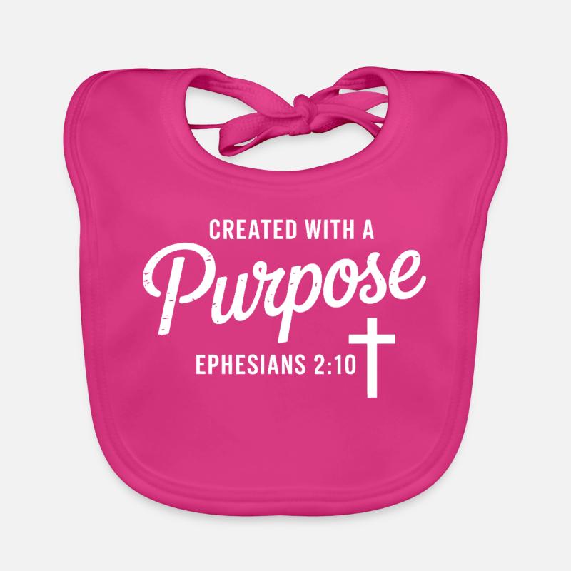 Purposeful Script Cross Ephesians 2:10 Organic Baby Bibs