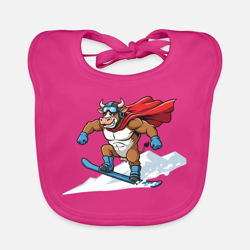 Snowboardender Super Stier Im Schnee Baby Bio-Lätzchen
