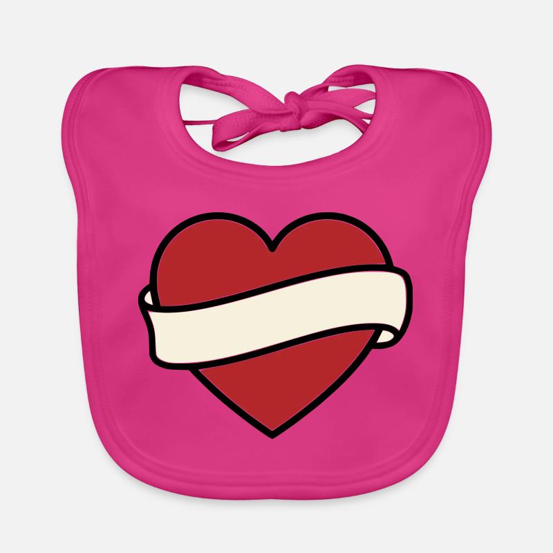 Tattoo Heart Banner Scroll Vector Organic Baby Bibs