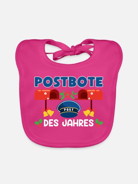 Weihnachtsfeiertage POSTBOTE DES JAHRES Lustig - Baby Bio-Lätzchen - Fuchsia - Vorne
