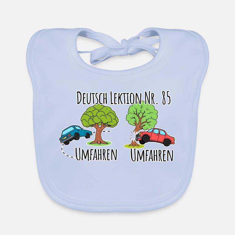 German Lesson - Driving around a tree vs. driving around a tree! Organic Baby Bibs