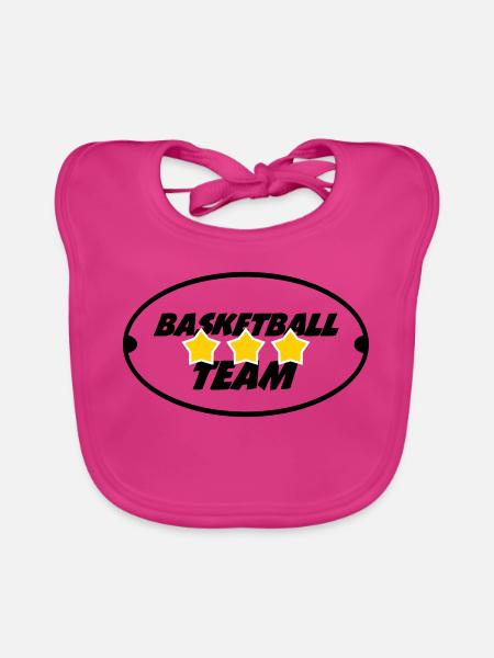 Basketballmannschaft - Baby Bio-Lätzchen - Fuchsia - Vorne