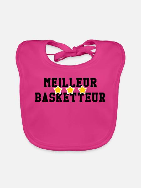 Best Basketball Player - Organic Baby Bibs - fuchsia - Front
