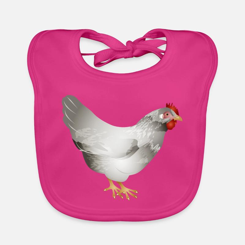 Poulet blanc dessiné à la main dans une illustration Bavoir bio Bébé