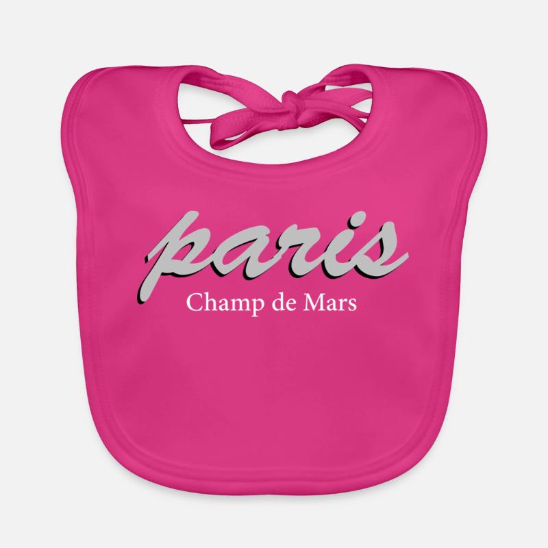 Paris Champ de Mars Vintage Script - Baby Bio-Lätzchen - Fuchsia