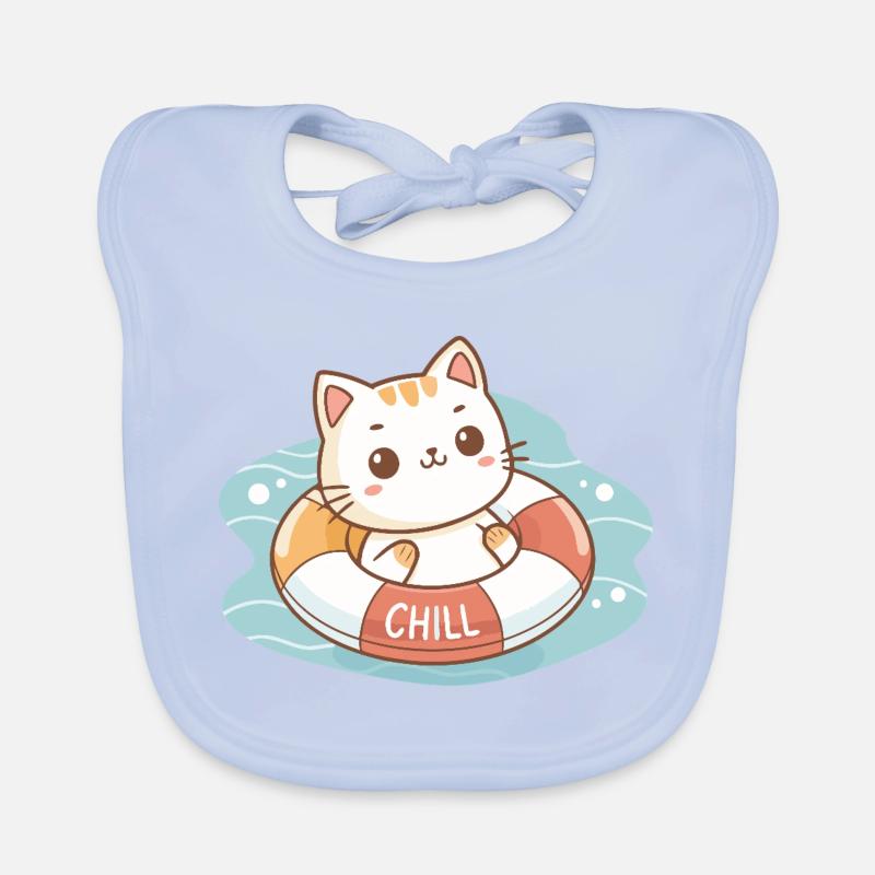 Chat sur Bouée Chill Bavoir bio Bébé