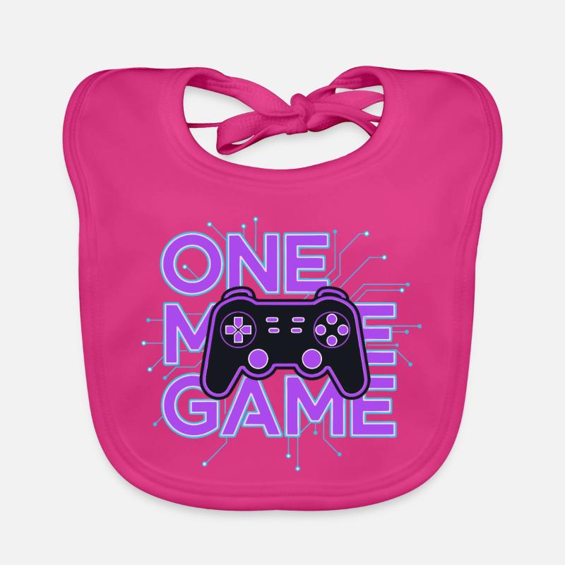 One Game Controller Neon Circuit Organic Baby Bibs