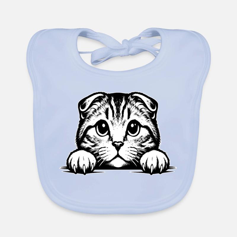 Scottish Fold-eared Cat with Paws Organic Baby Bibs