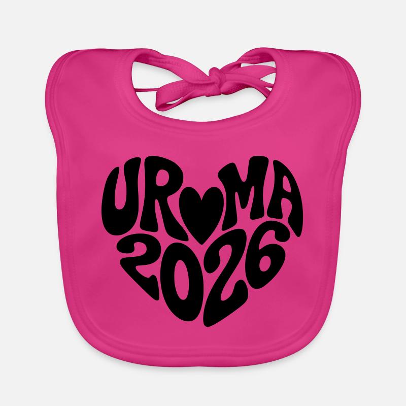 Uroma 2026 Herz Form - Baby Bio-Lätzchen - Fuchsia
