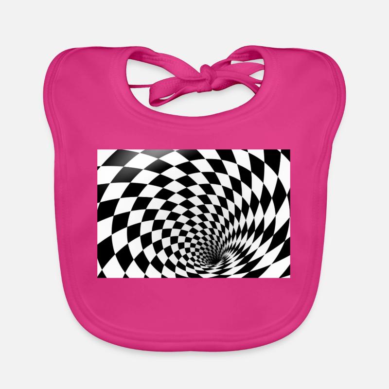Hypnotic Checkerboard Spiral Organic Baby Bibs