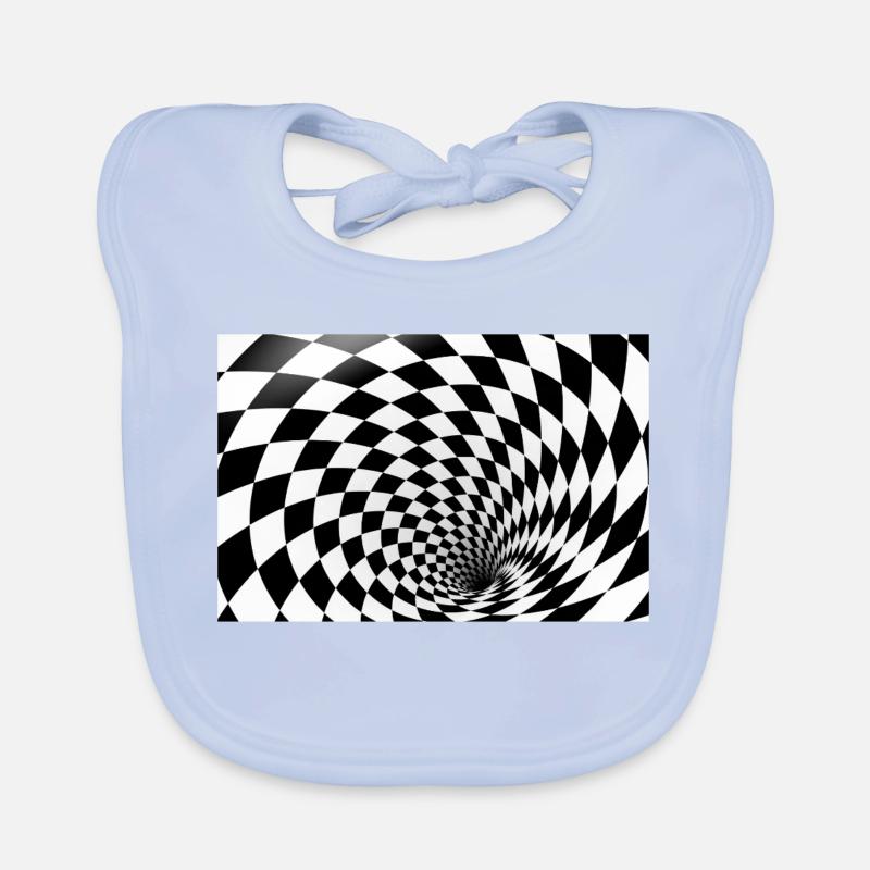 Hypnotic Checkerboard Spiral Organic Baby Bibs