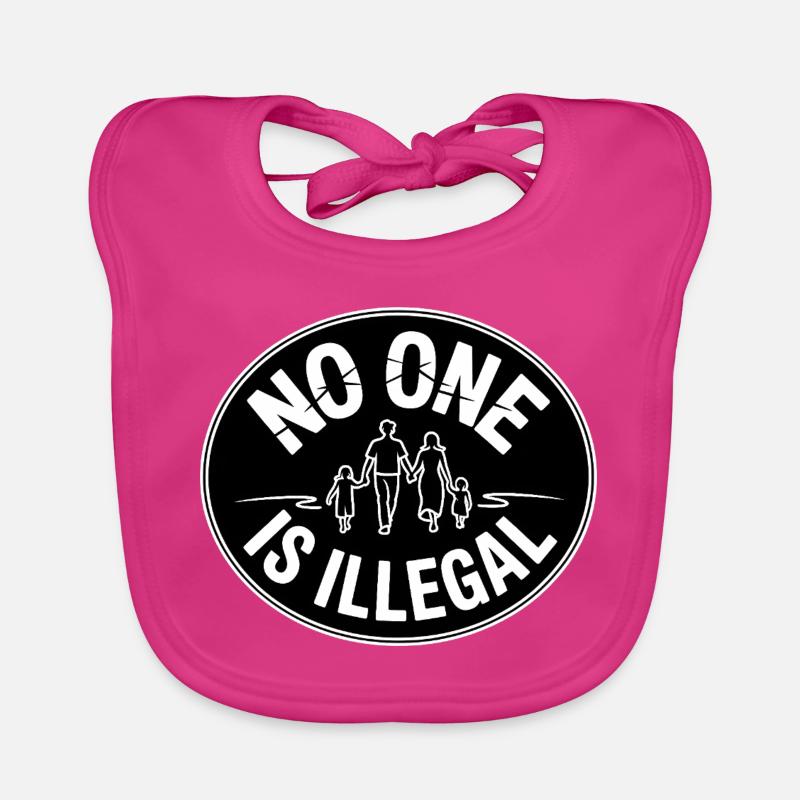 No Human Illegal - Refugees welcome Organic Baby Bibs
