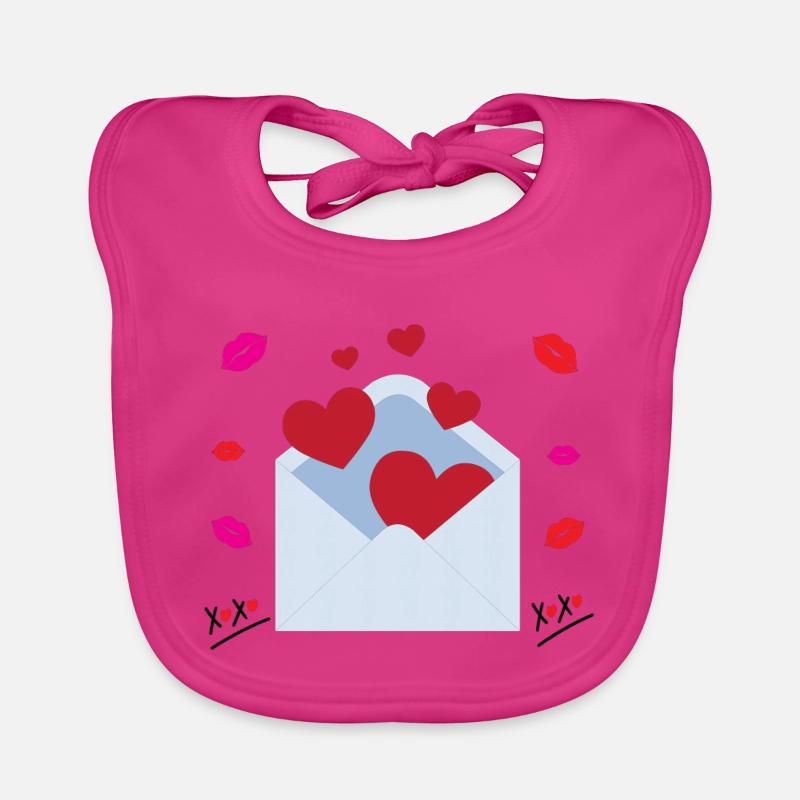 Message d’amour et de câlins de Saint-Valentin dans une enveloppe Bavoir bio Bébé
