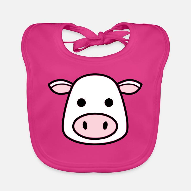 Cute Cow Head Face Comic Vector Organic Baby Bibs