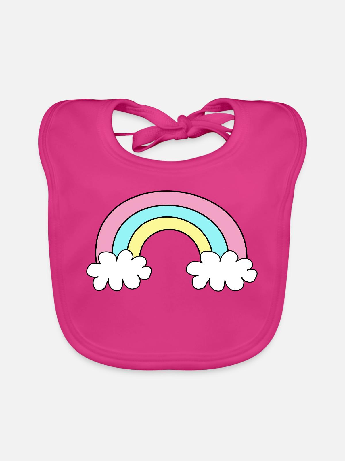 Regenbogen Kinderbild - Baby Bio-Lätzchen - Fuchsia - Vorne