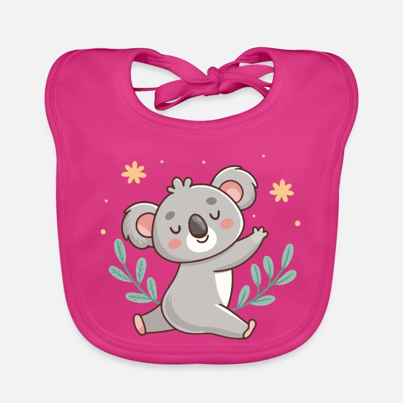 Pastel Relaxed Koala with Foliage Organic Baby Bibs
