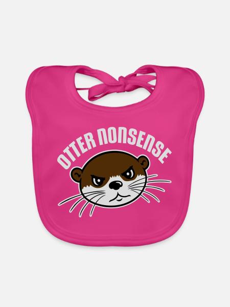 Otter Nonsense Lustig Wortspiel Otter Liebe Spruch - Baby Bio-Lätzchen - Fuchsia - Vorne