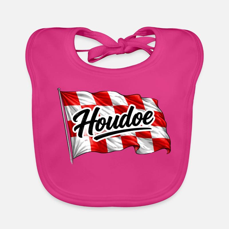 agitant le drapeau du Brabant avec Houdoe Bavoir bio Bébé