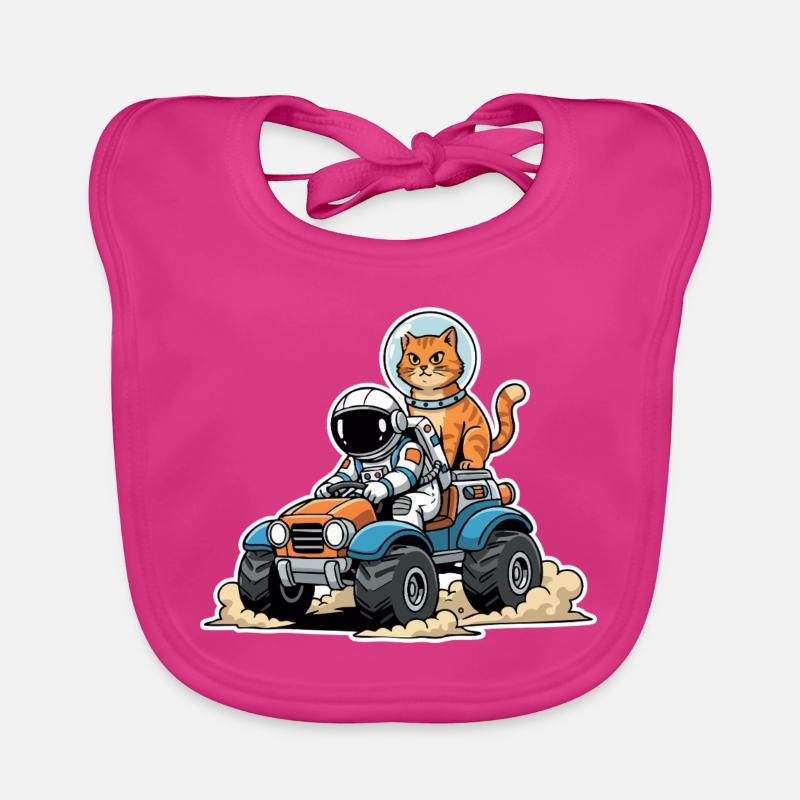 Chat Roux Astronaute Quad Lunaire Espace Bavoir bio Bébé