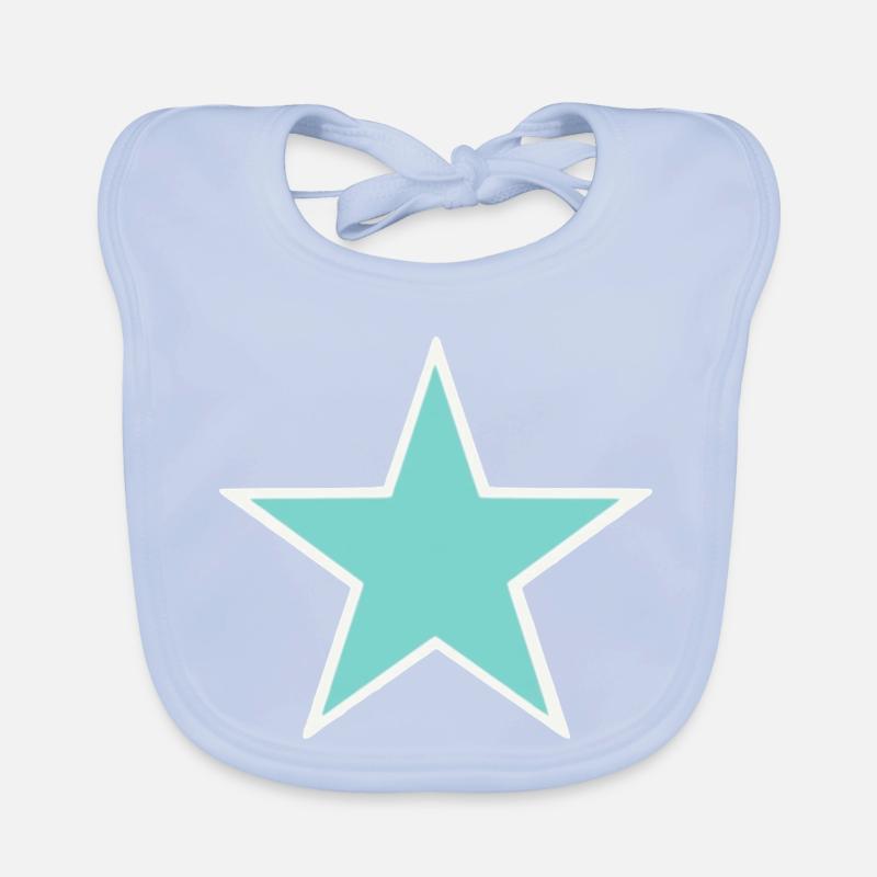 Étoile turquoise avec bordure blanche Bavoir bio Bébé