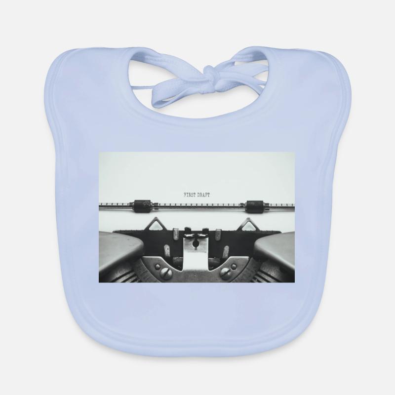 First Draft Typewriter Writer Poster Design Organic Baby Bibs