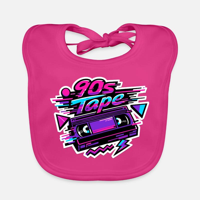 90s Tape Neon Retro Cassette Baby Bio-Lätzchen