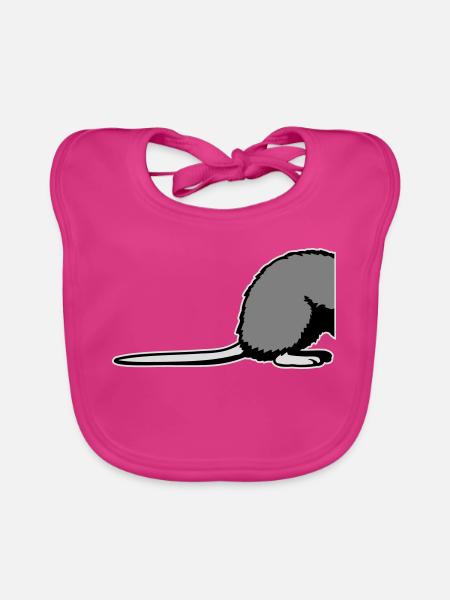 Rat Backside Semi Funny Tail Rodent Animal - Organic Baby Bibs - fuchsia - Front