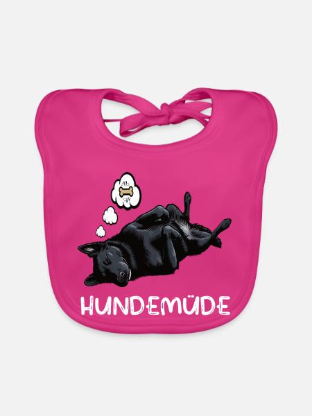 Hundemüde Schwarzer Schäferhund Schäferhundhalter - Baby Bio-Lätzchen - Fuchsia