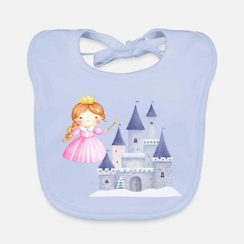 Princesse devant le château de neige Bavoir bio Bébé