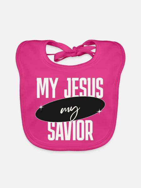 Mein Jesus mein Retter - Baby Bio-Lätzchen - Fuchsia