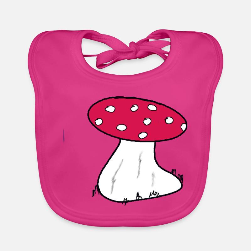 Red Toadstool Cartoon Pattern Organic Baby Bibs