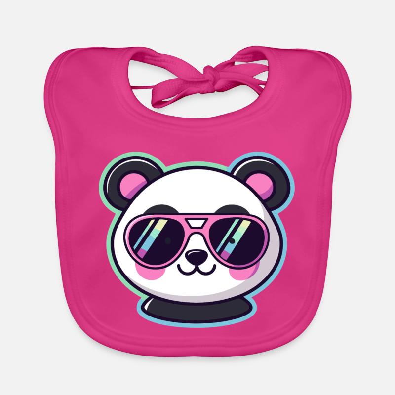 Panda pop retro pink glasses Organic Baby Bibs